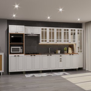 Cozinha Americana Modulada 8 Peças Torre Quente com Vidros Reflecta Paris