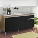 Ver imagem 2 de Balcão de Cozinha 150cm Tatiane 4 Portas 1 Gaveta com Tampo Amêndoa/preto