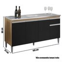 Ver imagem 3 de Balcão de Cozinha 150cm Tatiane 4 Portas 1 Gaveta com Tampo Amêndoa/preto
