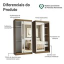 Ver imagem 3 de Conjunto 2 Guarda Roupas Casal Tokio 4 Portas de Correr com Espelhos MDP Rustic-Branco Madesa 218cm