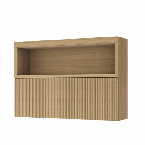 Armário Aéreo Modular Ripado 1 Porta Basculante Marquesa 120cm 100 Mdf