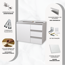 Ver imagem 6 de Balcão Móvel Mdf Armário de Banheiro 60cm sem Tampo/cuba Direito sem Fundo