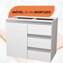 Ver imagem 5 de Balcão Móvel Mdf Armário de Banheiro 60cm sem Tampo/cuba Direito sem Fundo