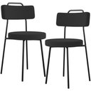 Ver imagem 1 de Kit 02 Cadeiras Decorativas Estofada Para Sala De Jantar Barcelona L02 Bouclê Preto - Lyam Decor