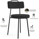 Ver imagem 4 de Kit 02 Cadeiras Decorativas Estofada Para Sala De Jantar Barcelona L02 Bouclê Preto - Lyam Decor