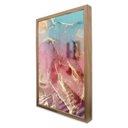 Ver imagem 1 de Quadro Decorativo Caixa Alta com Vidro Abstrato Mármore Rosa e Azul Perolado TaColado Moldura Preta