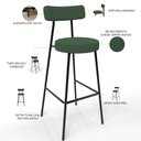 Ver imagem 4 de Kit 02 Banquetas Baixa Bar Cozinha Sala de Jantar Estrutura em Aço Milão L02 Suede Verde Musgo - Lya