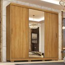 Ver imagem 2 de Guarda Roupa Dalila 3 Portas, 4 Gavetas, 3 Cabideiros Flex Cinamon Touch com Espelho e Pés - Demó