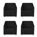 Ver imagem 1 de Kit 4 Poltronas Decorativa para Sala de Estar 68cm Tilla Suede Preto - Mafer