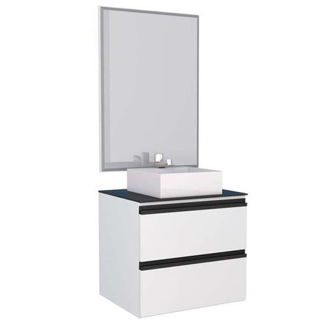 Conjunto Para Banheiro Aço Gaia 60 com Cuba Cubo Cozimax Branco
