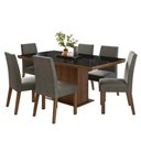 Ver imagem 2 de Conjunto Sala de Jantar Tampo de Vidro 6 Cadeiras Rustic/Preto/Silver Alba Madesa