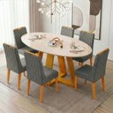 Ver imagem 2 de Conjunto Sala de Jantar Mesa Tampo em Vidro 1,80m Vick 6 Cadeiras Bel
