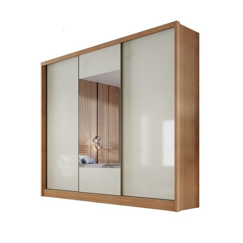 Guarda Roupa Casal Arezzo 3 Portas 4 Gavetas com Espelho Nh Rei de Casa Cumaru/Fendi
