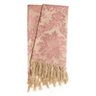 Manta para Sofá em Tecido Jacquard Rosa Envelhecido e Dourado Medalhão Tradicional - 1