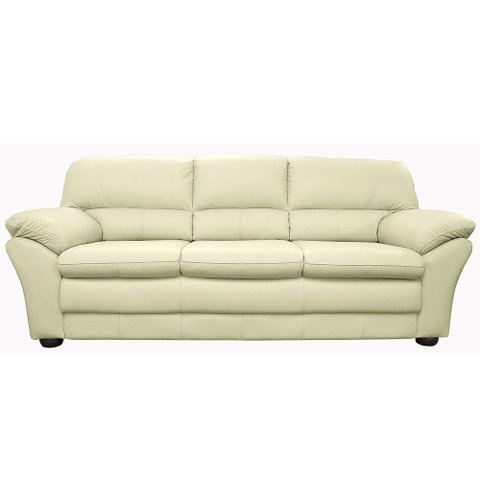 Sofá 3 Lugares Laura 212cm Couro Off White