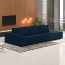Ver imagem 1 de Sofá Ilha Modulado Milos 342cm Puff Lateral Veludo Azul Marinho G33 - Gran Belo