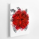 Ver imagem 2 de Flores Esqueleto Aquarela Vermelho Quadro Canvas 60x40cm