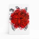 Ver imagem 1 de Flores Esqueleto Aquarela Vermelho Quadro Canvas 60x40cm