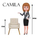 Ver imagem 5 de Poltrona Cadeira Decorativa c/ Costas Vazadas Camila Pés Palito Suede Preto - LM DECOR
