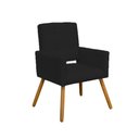 Ver imagem 1 de Poltrona Cadeira Decorativa c/ Costas Vazadas Camila Pés Palito Suede Preto - LM DECOR