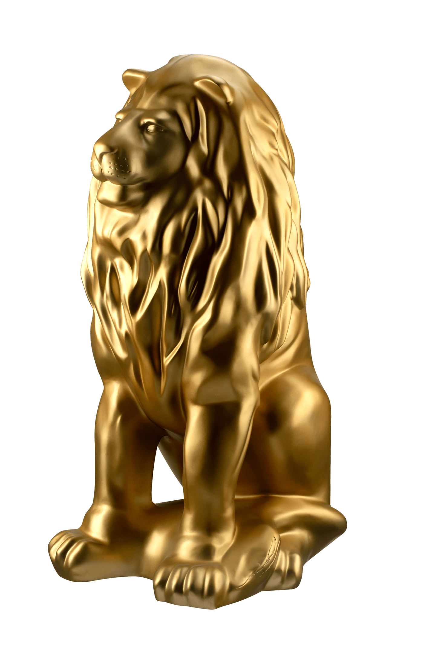 Escultura Estátua Decorativa Leão Sentado 108cm:dourado Envelhecido