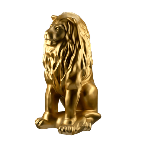 Escultura Estátua Decorativa Leão Sentado 108cm:dourado Envelhecido