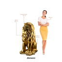 Ver imagem 4 de Escultura Estátua Decorativa Leão Sentado 108cm:dourado Envelhecido
