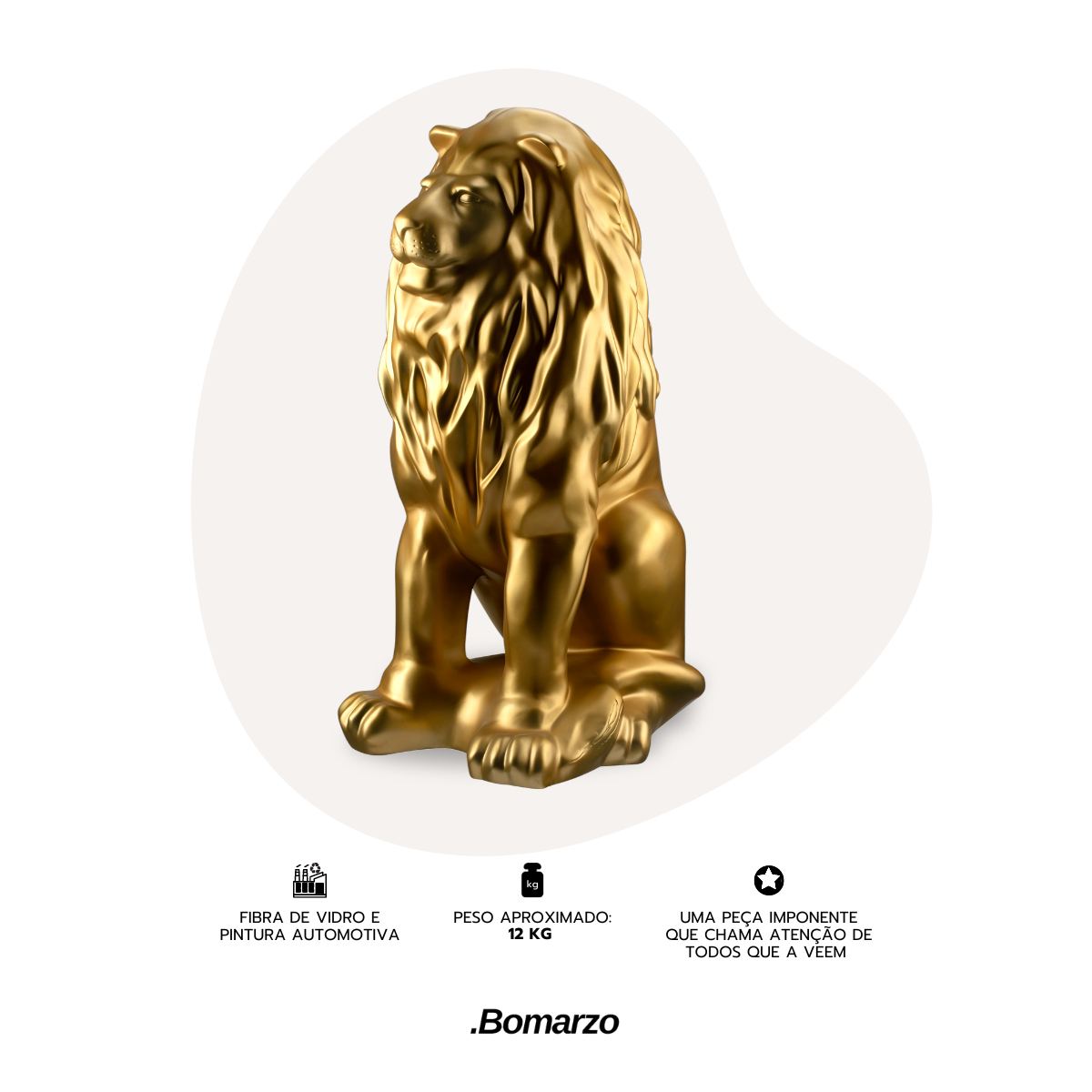 Escultura Estátua Decorativa Leão Sentado 108cm:dourado Envelhecido - 5