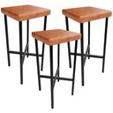 Ver imagem 1 de Kit 03 Banquetas Alta Bar Cozinha Sala de Jantar Preto Stella L02 Couríssimo Camel - Lyam Decor