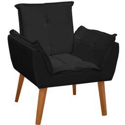 Poltrona Decorativa Clara Veludo Preto - 1