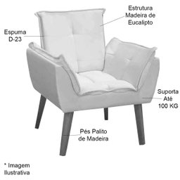 Poltrona Decorativa Clara Veludo Preto - 2