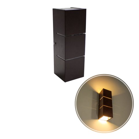 Arandela Focos Fachos Frisos 30cm para 2 Lâmpadas E27 - Marrom St1286