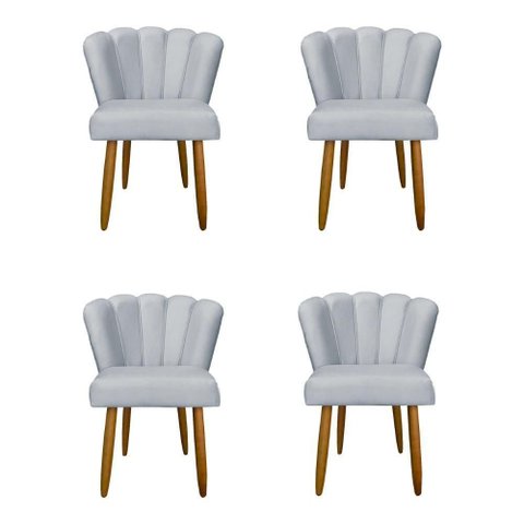 Kit 4 Cadeiras para Mesa de Jantar Flor - Balaqui Decor Cor: Cinza