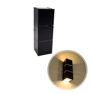 2x Arandela Focos Fachos Frisos 30cm para 2 Lâmpadas E27 - Preta St1286