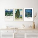 Ver imagem 1 de Kit 3 Quadros Van Gogh - Paisagens 45x34cm:madeira Preta