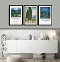 Ver imagem 2 de Kit 3 Quadros Van Gogh - Paisagens 45x34cm:madeira Preta