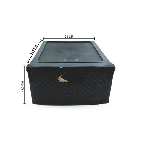 Kit 6 Gaveteiro Modular Empalhável Organizador Multiuso Rattan Plástico Resistente 1 Unidade Cor:Pre