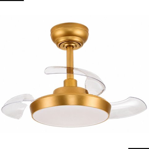 Ventilador de Teto Air Small Dourado Led Retrátil Controle Remoto Bivolt