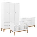 Ver imagem 1 de Quarto de Bebe Unique 3 Portas com Cômoda Sapateira Branco Soft Eco Wood - Matic