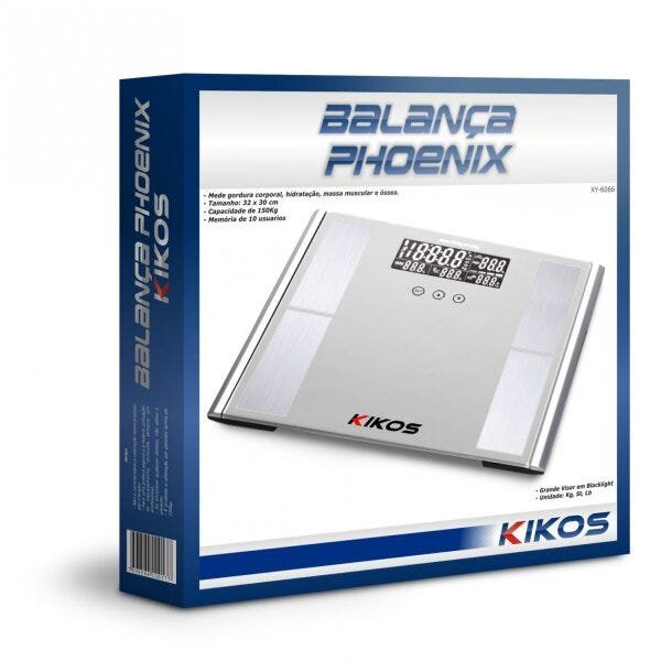 Balança Digital 150kg Eletrônica LCD para Banheiro Academia Phoenix Kikos Fitness SK - 3