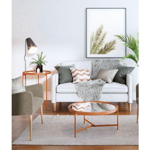 Mesa de Centro Ambiente Aqua Pequena com Espelho Cobre - Imcal