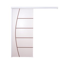 Porta de Correr Branco Prime Frisada 210x80 C/kit Completa - 4