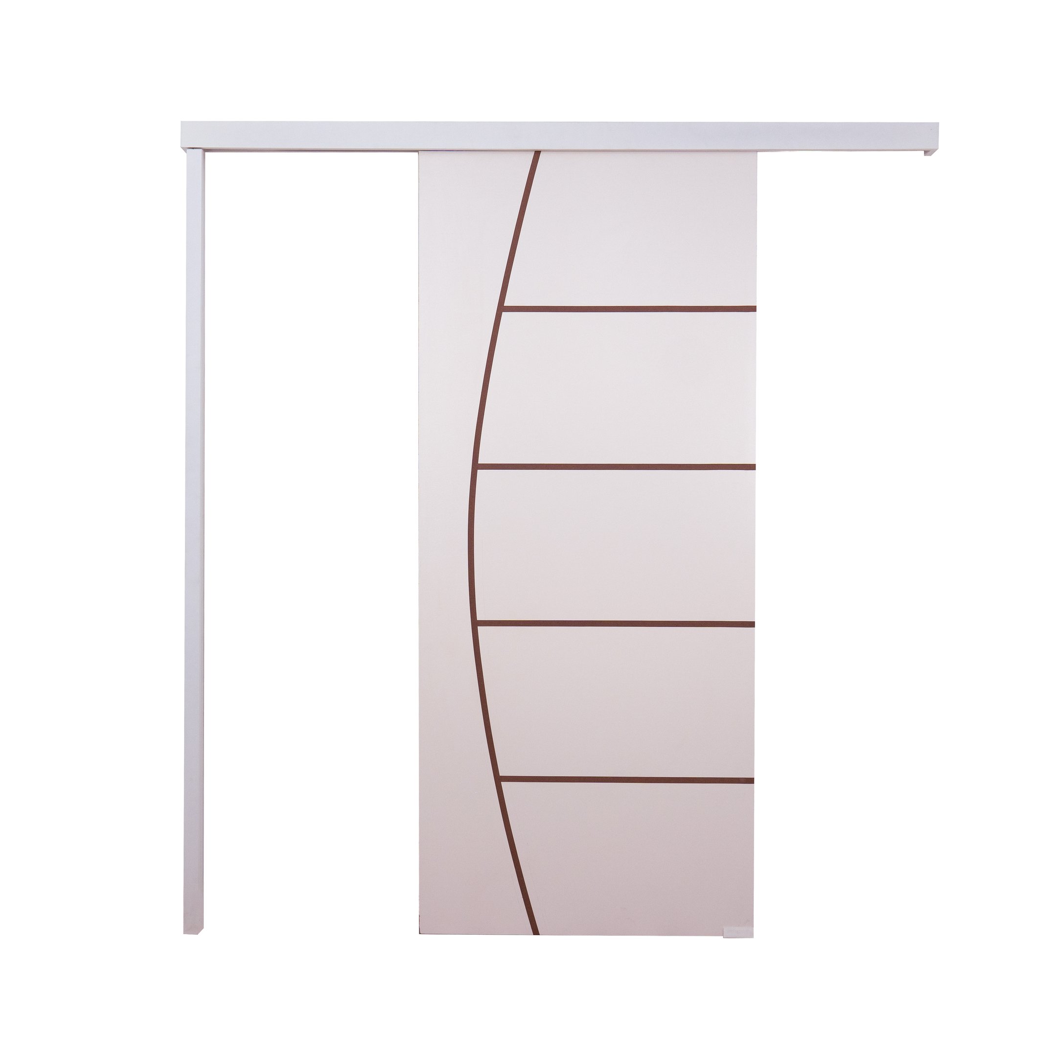 Porta de Correr Branco Prime Frisada 210x80 C/kit Completa - 1