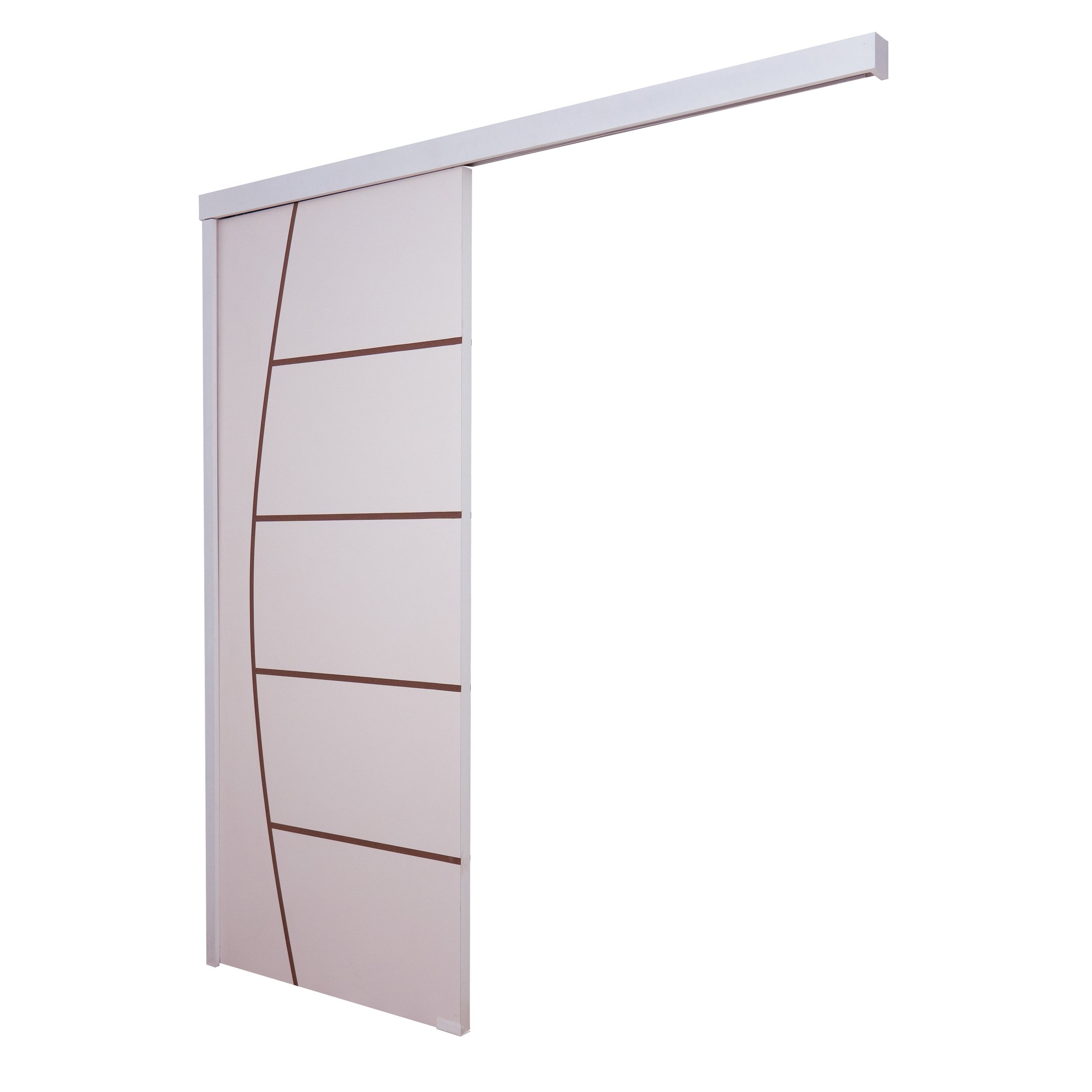 Porta de Correr Branco Prime Frisada 210x80 C/kit Completa - 2