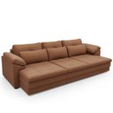 Ver imagem 1 de Sofá Retrátil para Sala de Estar 4 Lugares 297cm Riza S03 Couro Soft Mel - Lyam Decor