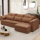 Ver imagem 2 de Sofá Retrátil para Sala de Estar 4 Lugares 297cm Riza S03 Couro Soft Mel - Lyam Decor