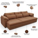 Ver imagem 4 de Sofá Retrátil para Sala de Estar 4 Lugares 297cm Riza S03 Couro Soft Mel - Lyam Decor