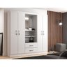 Guarda Roupa Casal Capelinha com 4 Portas 2 Gavetas Premium Quarto Moderno Cor Branco - 1