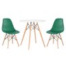 KIT - Mesa redonda Eames 70 cm branco + 2 cadeiras Eiffel DSW Verde escuro - 1
