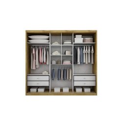 Guarda-Roupa Casal com Espelho 3 Portas 4 Gavetas Paradizzo Plus - 2 Guarda-Roupa Casal com Espelho 3 Portas 4 Gavetas Paradizzo Plus - 2